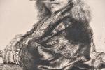 VAN RIJN, Rembrandt (1606-1669) (d'après). Deux gravures : portrait d'homme...