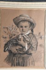 VAILLAND, N. (XIXème siècle). Petit garçon paysan et fillette aux...