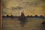 HEEMSKERK, HC (XIXème siècle). Bord de mer animé avec voilier...