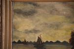 HEEMSKERK, HC (XIXème siècle). Bord de mer animé avec voilier...