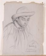 MAILLAUD, Fernand (1863-1948). "L'idiot du village", dessin au crayon sur...
