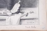 BAIL Franck (1858-1924). Nature morte : "Un jambonneau", dessin au...