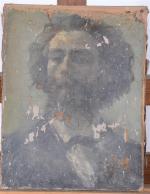 ECOLE FRANCAISE du 19ème siècle. "Portrait d'Eugène Delacroix (?)", huile...