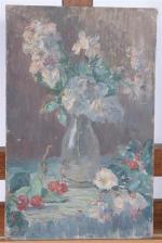 BRESLAU, Louise Catherine (1856-1927). "Nature morte au bouquet de fleurs",...