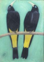 BUSSY, Simon-Albert (1870-1954). "Deux oiseaux à la queue jaune", pastel...
