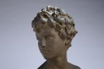 PUECH, Denys Pierre (1854-1942). "Buste de jeune Romain", bronze à...