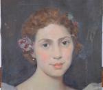 DANNAT, William Turner (1853-1929). "Portrait de jeune femme", huile sur...