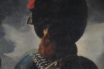 ECOLE FRANCAISE vers 1830, suiveur de Géricault. "Portrait d'un soldat",...