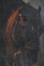 ECOLE FRANCAISE vers 1830, suiveur de Géricault. "Portrait d'un soldat",...