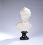 ECOLE FRANCAISE du 19ème siècle. "Buste d'enfant", sculpture en marbre...