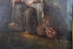 ECOLE FRANCAISE vers 1830. "Femme et ses enfants délaissés", huile...