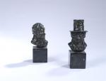 DAUMIER, Honoré (d'après). Suite de deux bustes caricatures en bronze...