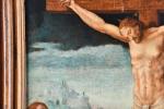 ECOLE ROMAINE vers 1540. "Christ en croix avec la Vierge...