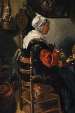 ECOLE ALLEMANDE du XVIIIème siècle. Scène de cuisine avec femme...