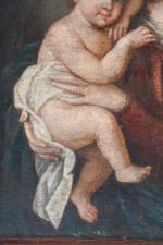 ECOLE ITALIENNE du XVIIIème siècle. "Vierge à l'Enfant", huile sur...