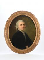 ECOLE FRANCAISE vers 1760, entourage de VESTIER. "Portrait d'homme en...