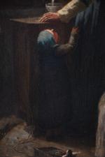 GUERARD, Amédée (1824-1908). "Famille à l'ouvrage près d'une fenêtre", huile...