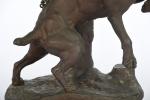 VALTON, Charles (1851-1918). Dogue attaché, "passez au large". Bronze patiné,...