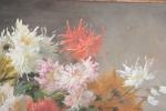 GODCHAUX. "Bouquet de dahlias", huile sur toile signée en bas...