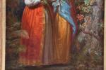 SAINT-EVRE, Gillot (1791-1858). Deux jeune femme cueillant des fleurs. Huile...