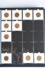 Classeur bleu monnaies modernes dont argent (5 F Semeuse (13),...