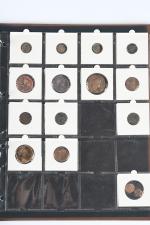Classeur marron monnaies antiques environ 150 - usées à étudier