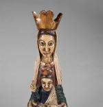 REPRODUCTION d'une Vierge à l'Enfant en majesté, bois polychrome, moderne....
