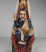REPRODUCTION d'une Vierge à l'Enfant en majesté, bois polychrome, moderne....