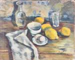 POUGET, Marcel (1923-1985). Nature morte au citron. Huile sur toile...