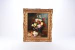 FURCY DE LAVAULT, Albert Tibule (1847-1915). Bouquet de dahlias. Huile...