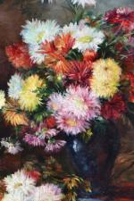 FURCY DE LAVAULT, Albert Tibule (1847-1915). Bouquet de dahlias. Huile...