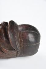 SUJET : tête de jockey humoristique en bois sculpté. Fin...