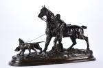 LENORDEZ, Pierre (1815-1892). "Piqueux avec ses chiens et son cheval",...