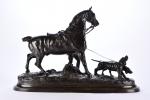 LENORDEZ, Pierre (1815-1892). "Piqueux avec ses chiens et son cheval",...
