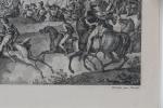VERNET (d'après). "Armée passant le fleuve", gravure du 19ème siècle....