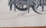 * DEVINAT. H. "Locomotive", dessin à l'encre de chine signé...