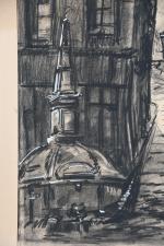 ZEYTLINE, Léon (1885-1962). Vue d'Angers dont la cathédrale. Deux fusains...