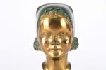 LE VERRIER, Max (1891-1973). "Buste de fillette au bonnet", bronze...