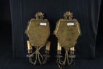 APPLIQUES réflecteurs (paire d') en bronze à deux lumières. XIXème...