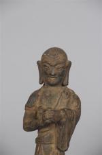 CHINE - fin époque MING (1368-1644). Statuette de Luohan en...