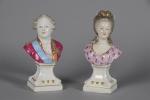 SAXE (19ème). "Louis XVI" et "Marie-Antoinette", paire de bustes en...