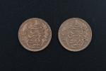 MONNAIES d'OR (x 2) : 20 francs Tunisie 1892. Poids...