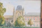GUERET, Pierre (1908-. Le jardin public et la cathédrale à...
