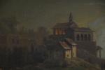 ECOLE ALLEMANDE du XIXème siècle. Paysage au clair de lune....