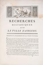 (ANGERS). MOITHEY, [Maurille-Antoine]. 
Recherches historiques sur la ville d'Angers, avec...