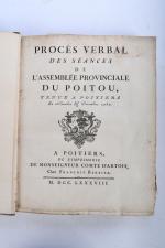 (POITOU). 
Procès verbal des séances de l'Assemblée provinciale du Poitou,...