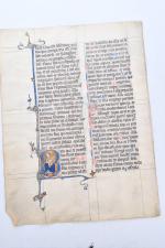 (FEUILLETS ENLUMINÉS MANUSCRITS du XVème siècle)
Ensemble de 4 feuillets manuscrits...