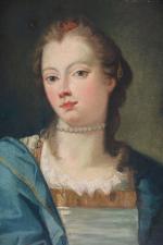 ECOLE du XVIIIème siècle. "Portrait de jeune fille au collier...