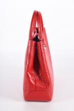 LONGCHAMP, modèle Roseau. Sac façon croco rouge, avec tote bag....
