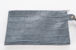 LONGCHAMP, modèle Roseau, sac façon croco bleu gris, avec pochette...